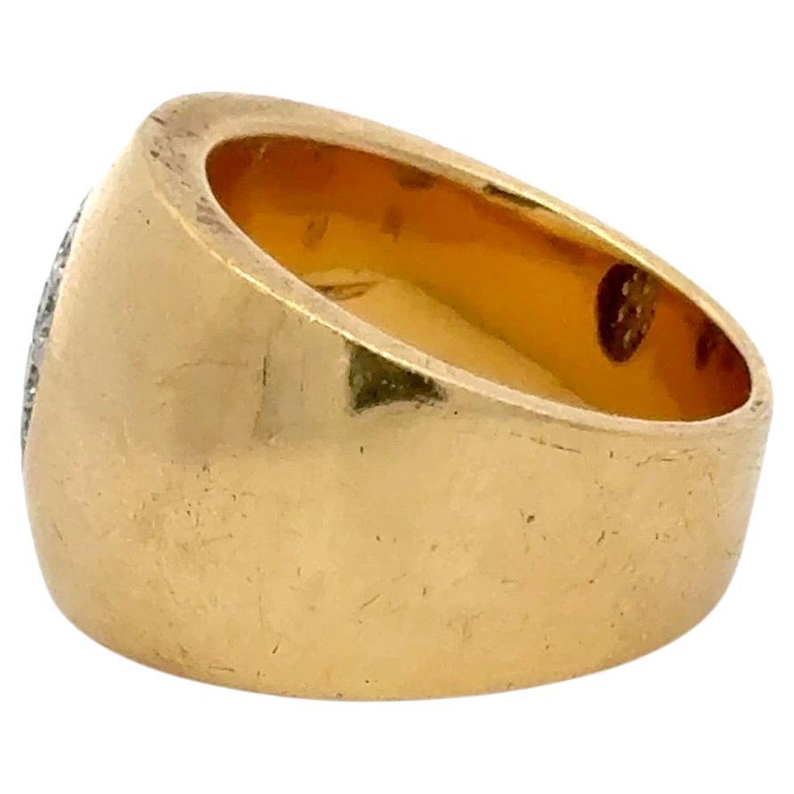 Round Cut Wide Diamond Band Ring 0.40 Carats 18 Karat Yellow Gold 15 MM 13.7 Grams For Sale
