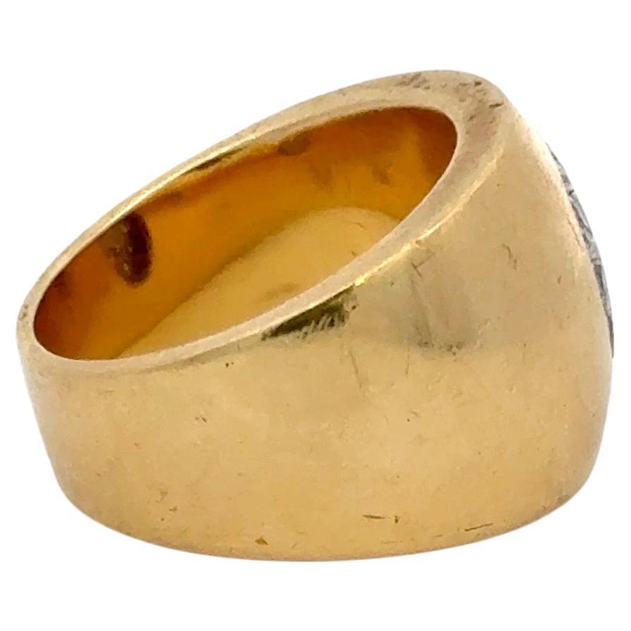Women's Wide Diamond Band Ring 0.40 Carats 18 Karat Yellow Gold 15 MM 13.7 Grams For Sale