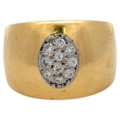 Wide Diamond Band Ring 0.40 Carats 18 Karat Yellow Gold 15 MM 13.7 Grams
