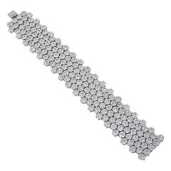 Wide Diamond Bracelet 23 Carat Diamonds in 18 Karat White Gold