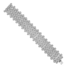 Wide Diamond Bracelet 23 Carat Diamonds in 18 Karat White Gold