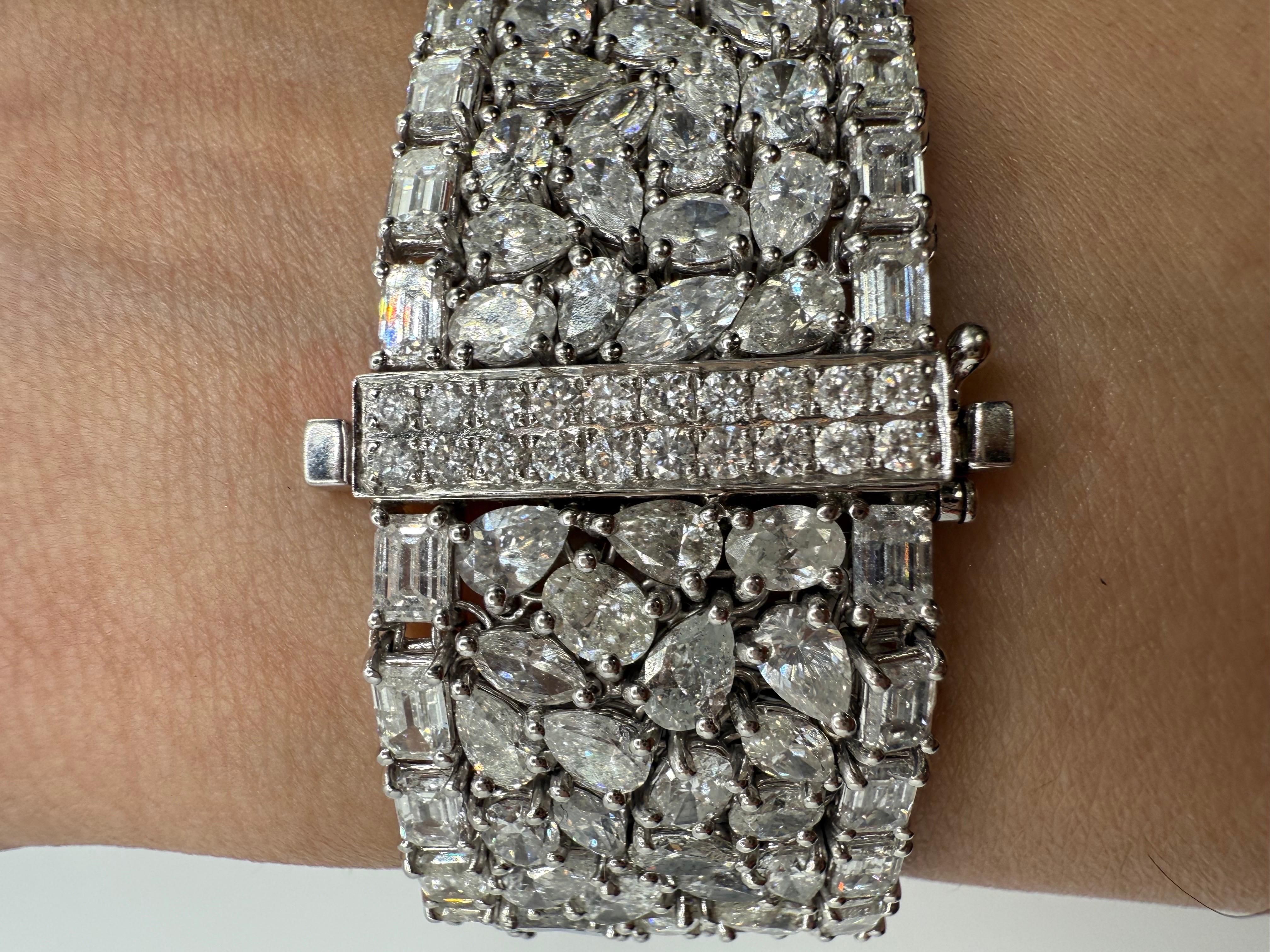 Women's wide diamond bracelet For Sale