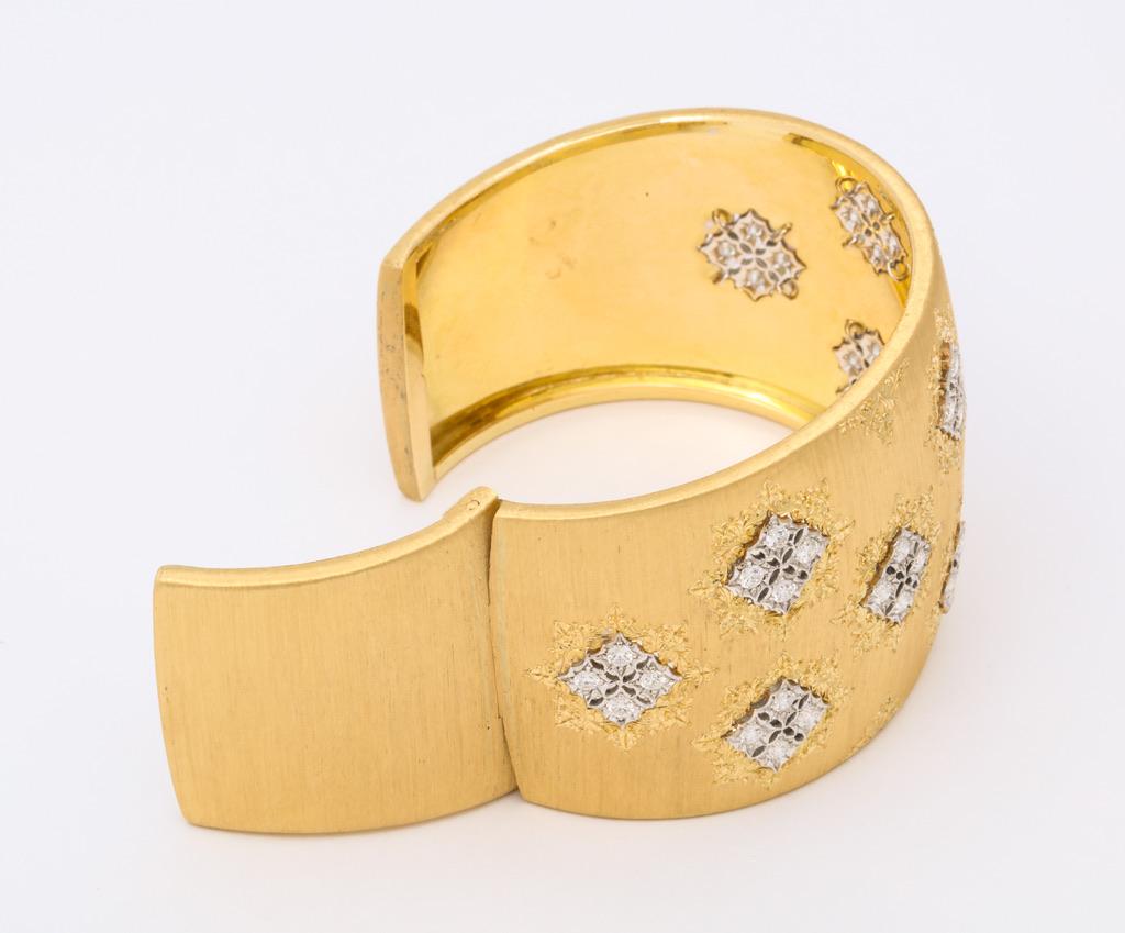 Wide Diamond Buccellati Cuff Bracelet 7