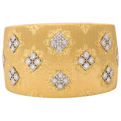 Wide Diamond Buccellati Cuff Bracelet