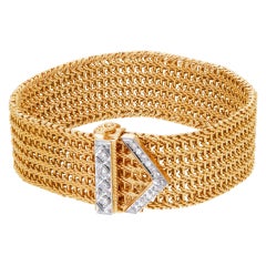 Wide Diamond Buckle Bracelet in 18k Rose Gold