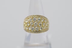 Wide Diamond Cluster Gold Band Ring