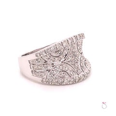 Wide Diamond Concave Saddle Band Ring
