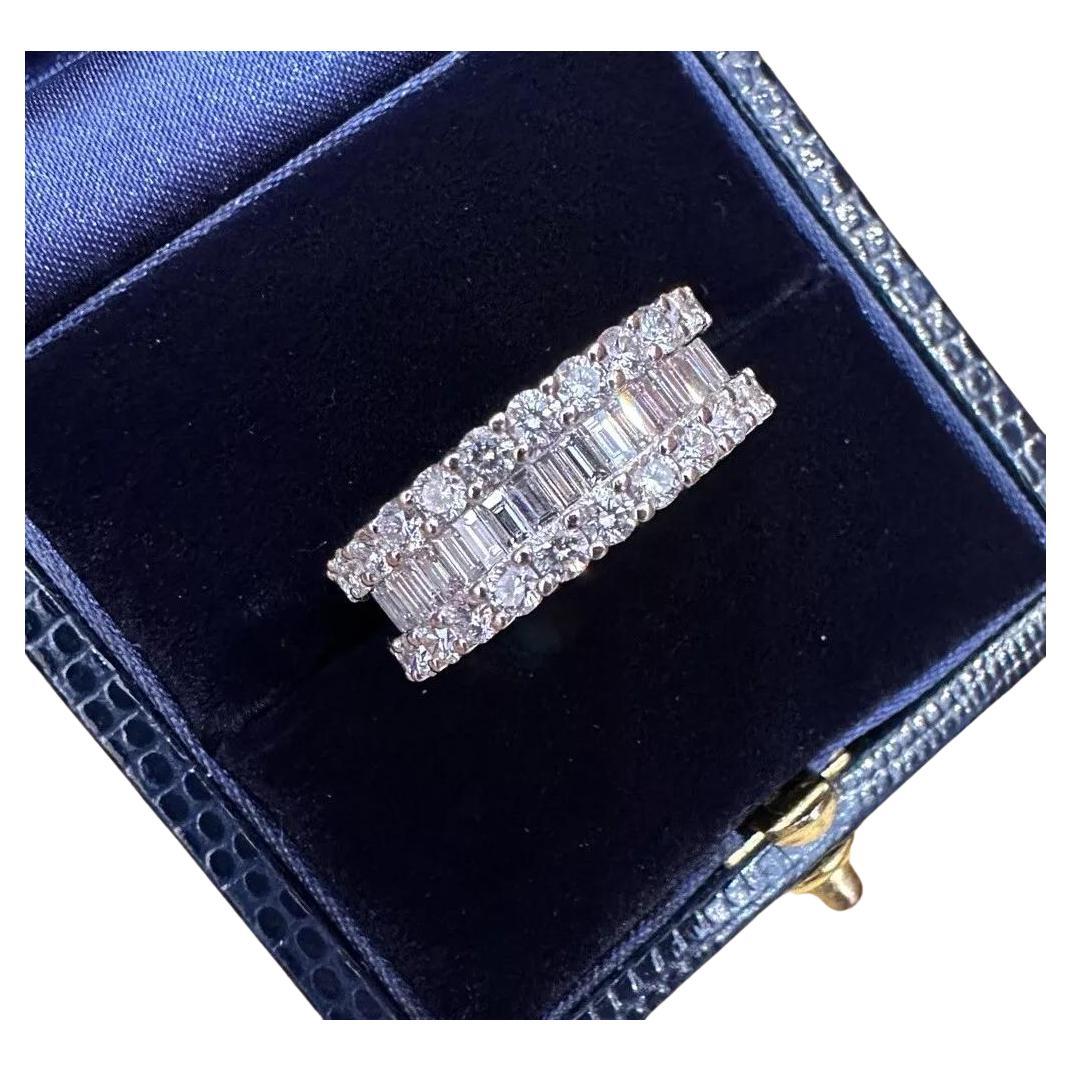 Wide Diamond Eternity Band Ring 3.50 carat total weight in 18k White Gold Size 7