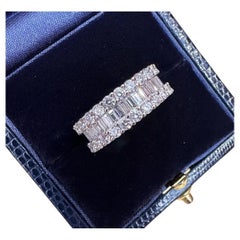 Wide Diamond Eternity Band Ring 3.50 carat total weight in 18k White Gold Size 7