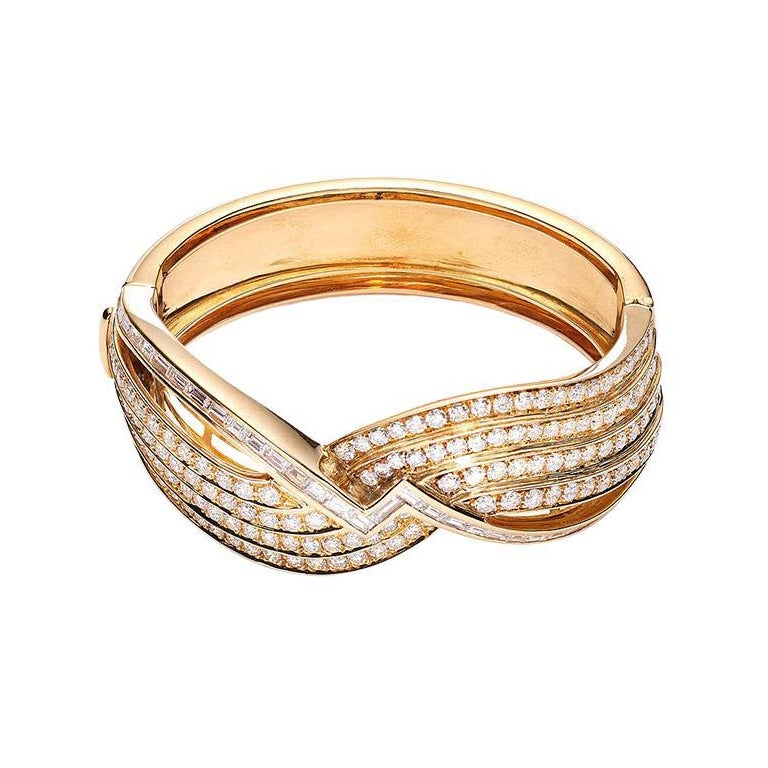 Wide Diamond Gold Bracelet