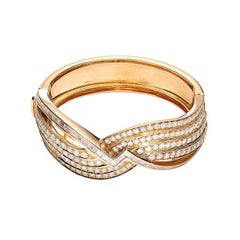 Wide Diamond Gold Bracelet