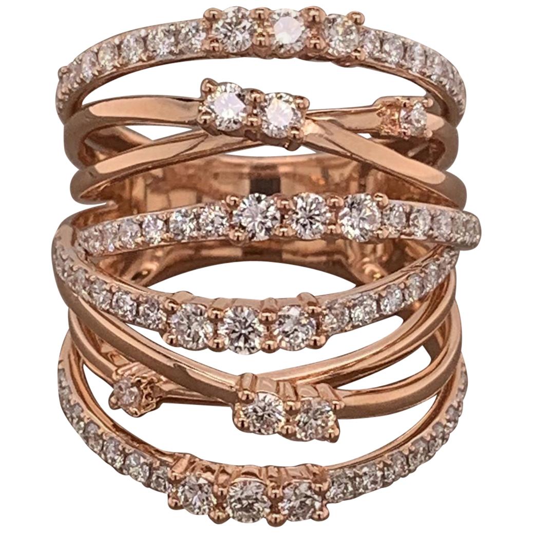 Elizabeth Gage Diamond Wide Gold Band Ring at 1stDibs