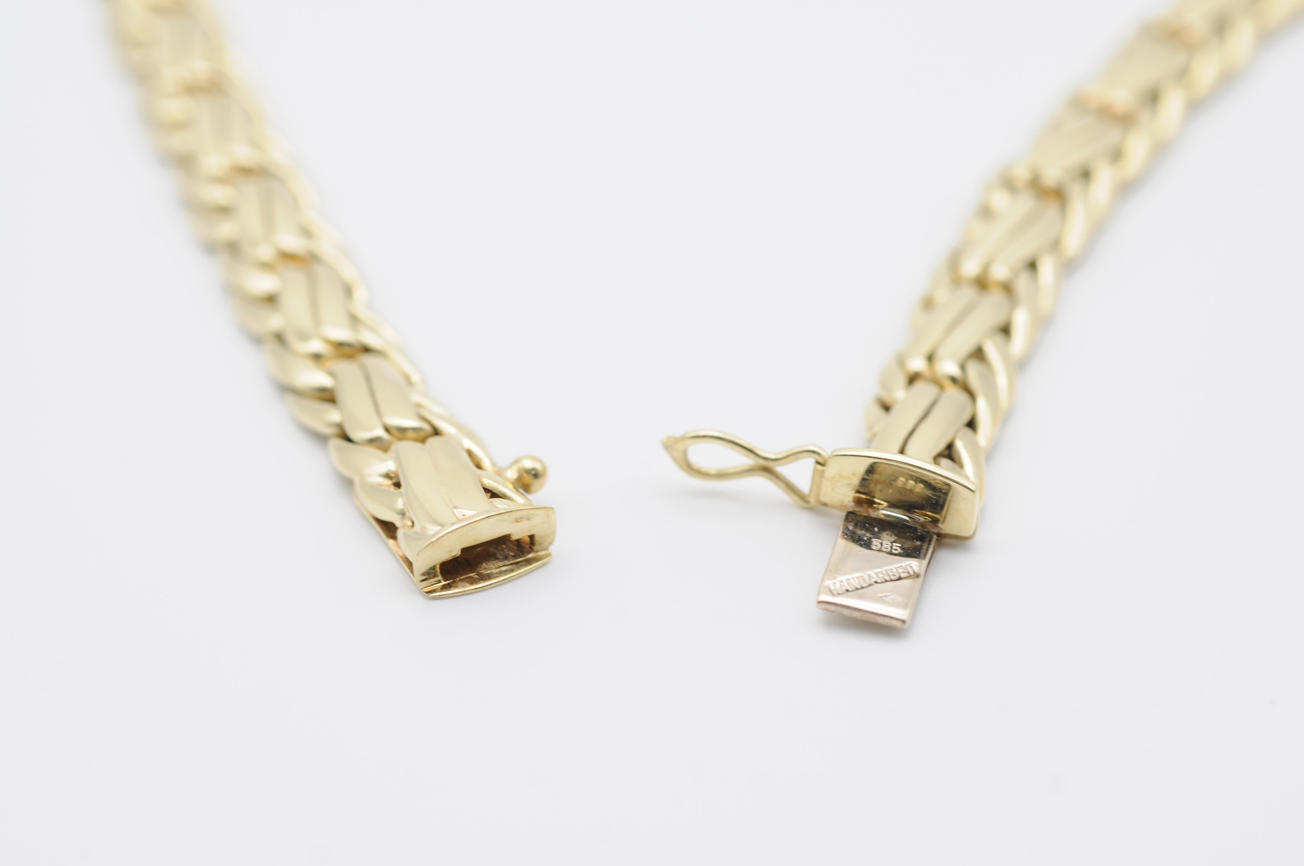 Wide Diamond Necklace in 14k Yellow Gold For Sale 7