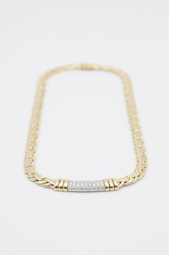 Wide Diamond Necklace in 14k Yellow Gold
