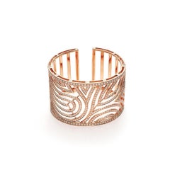 Wide Diamond Pink Gold Bangle