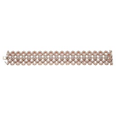 Wide Diamond Pink Gold Bracelet