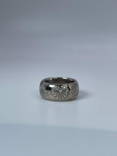 Wide Diamond Ring 18kt White Gold Cocktail Ring Hearts Ring Valentine Diamond