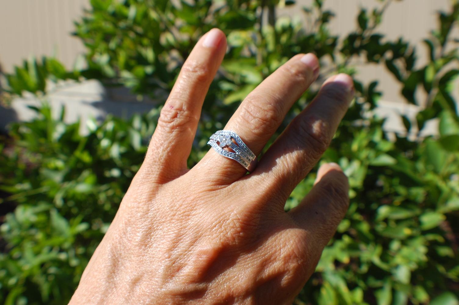 Contemporary 18Kt White Gold Diamond Band Ring .55 Carats For Sale