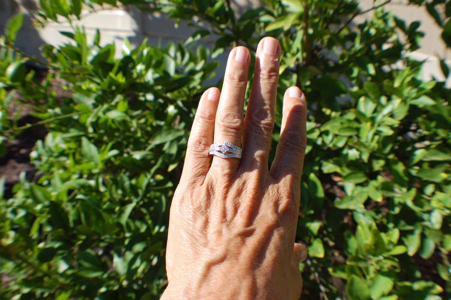 Round Cut 18Kt White Gold Diamond Band Ring .55 Carats For Sale