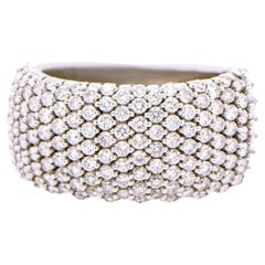 Anillo elástico ancho de diamantes 1,98 quilates 158 diamantes Oro blanco de 18 quilates