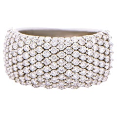 Anillo elástico ancho de diamantes 1,98 quilates 158 diamantes Oro blanco de 18 quilates