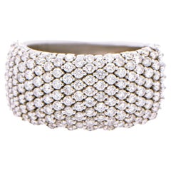 Large bague à anneau extensible en or blanc 18 carats avec 158 diamants de 1,98 carat