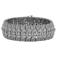 Bracelet large de style vintage en or blanc 18 carats avec diamants