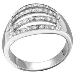 Anillo Ancho Diamante Oro Blanco 18K Para Ella