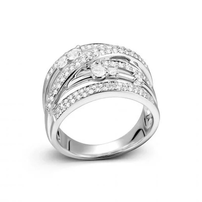 Wide Diamond White Gold Ring For Her (Rundschliff) im Angebot