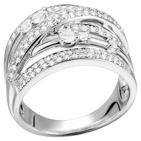 Wide Diamond White Gold Ring For Her