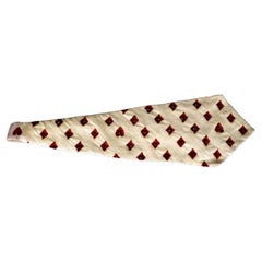 Wide Dior White and Red Silk Tie