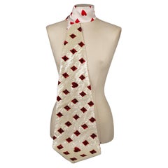 Wide Dior White and Red Silk Tie