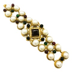 Vintage Chanel dynamic poured glass, paste pearl and gilt bracelet, 1970s/1980s