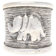 Wide Elephant Band, Sterling Silver, Ring, Silver Elephant Love Ring