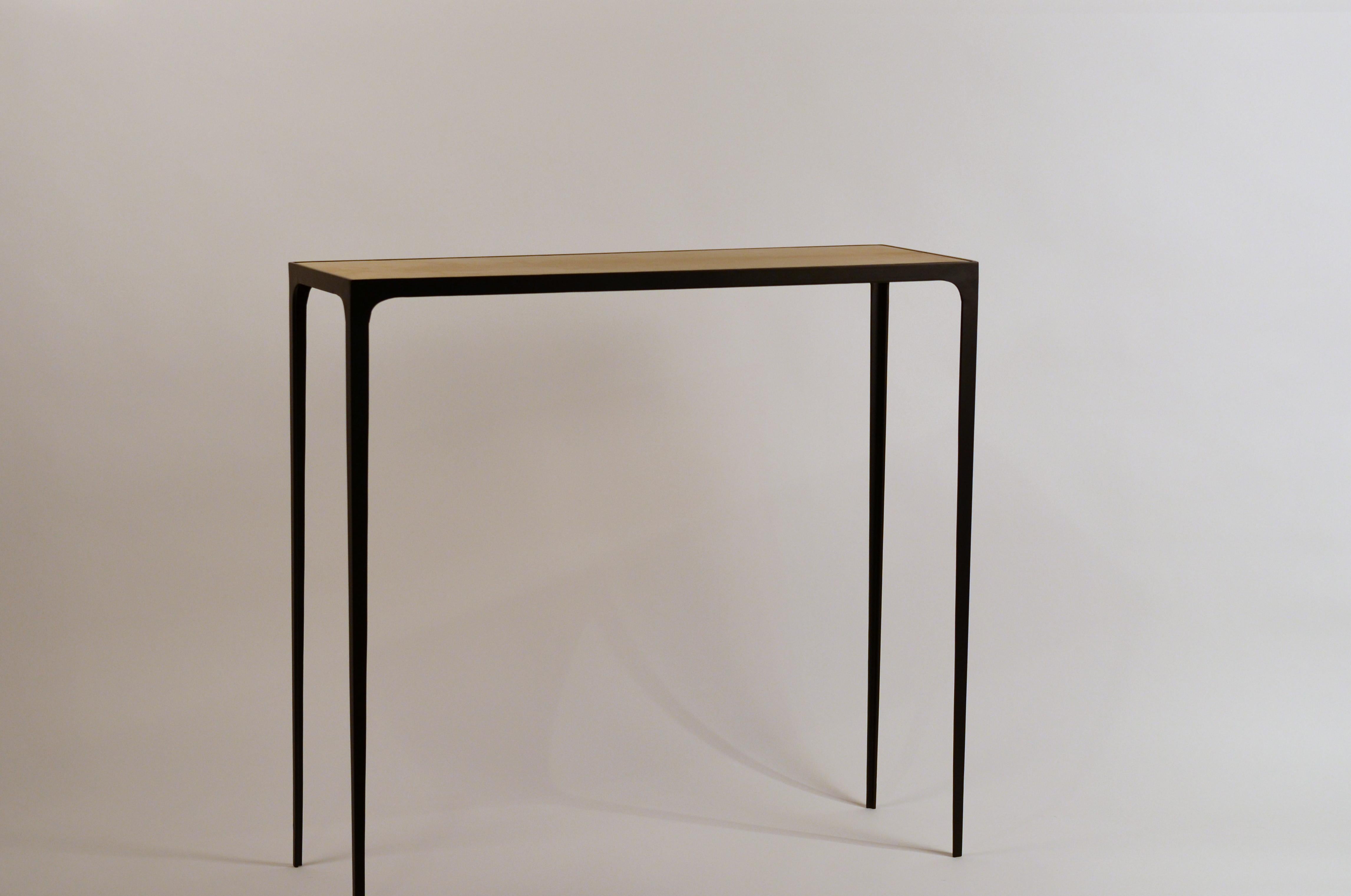 French Wide 'Esquisse' Natural Parchment and Wrought Iron Console by Design Frères