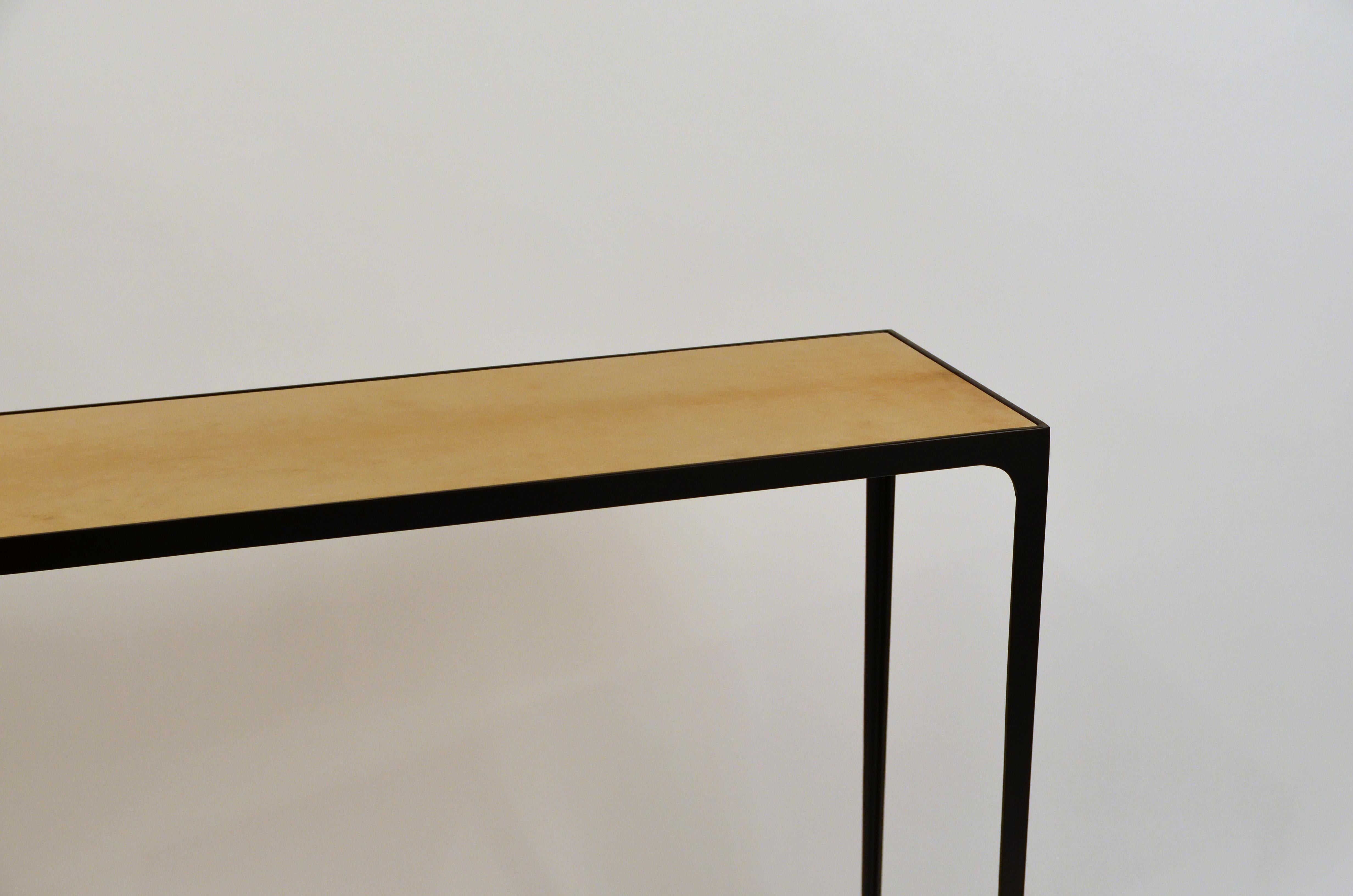 Blackened Wide 'Esquisse' Natural Parchment and Wrought Iron Console by Design Frères