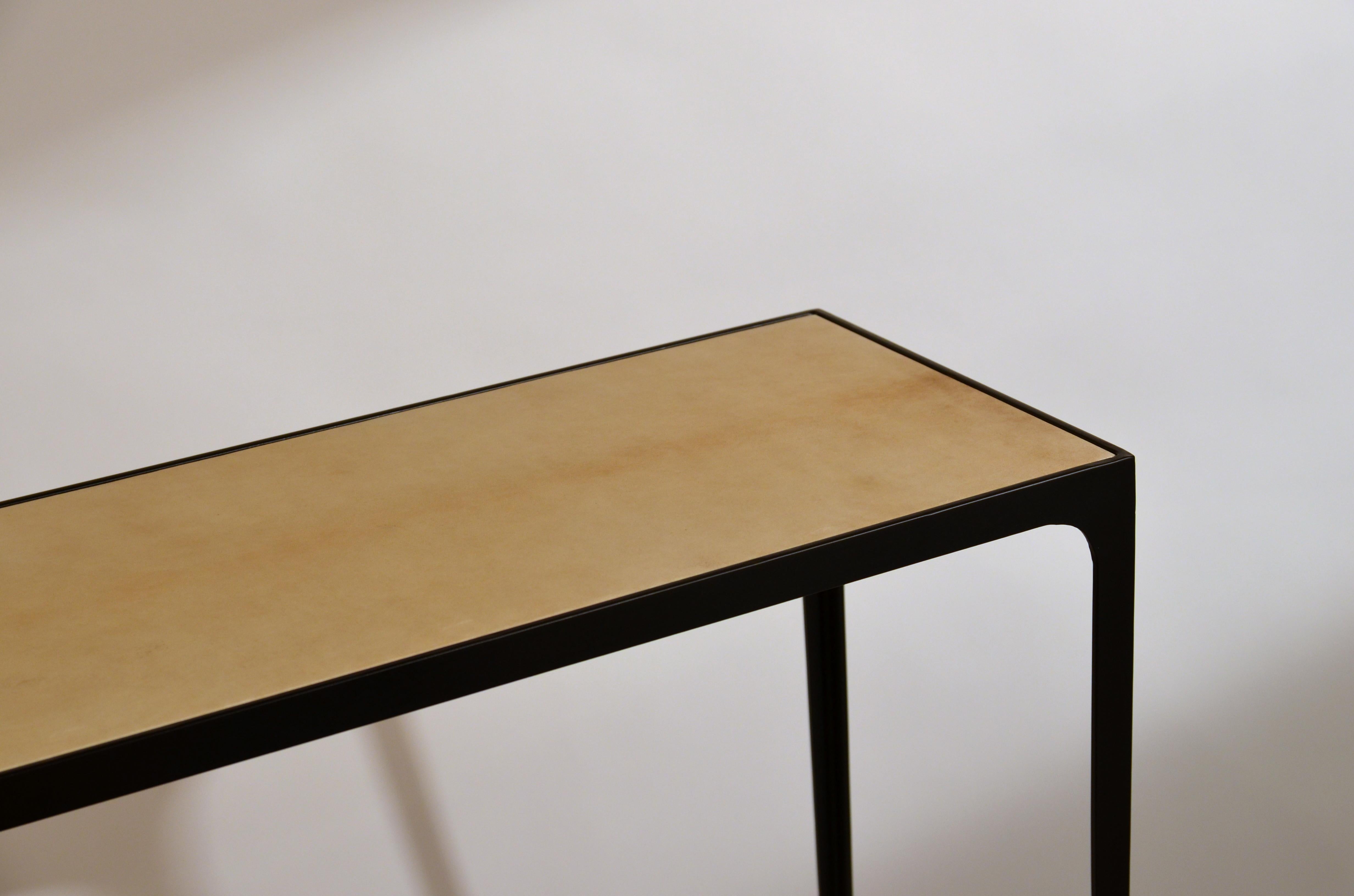 Contemporary Wide 'Esquisse' Natural Parchment and Wrought Iron Console by Design Frères