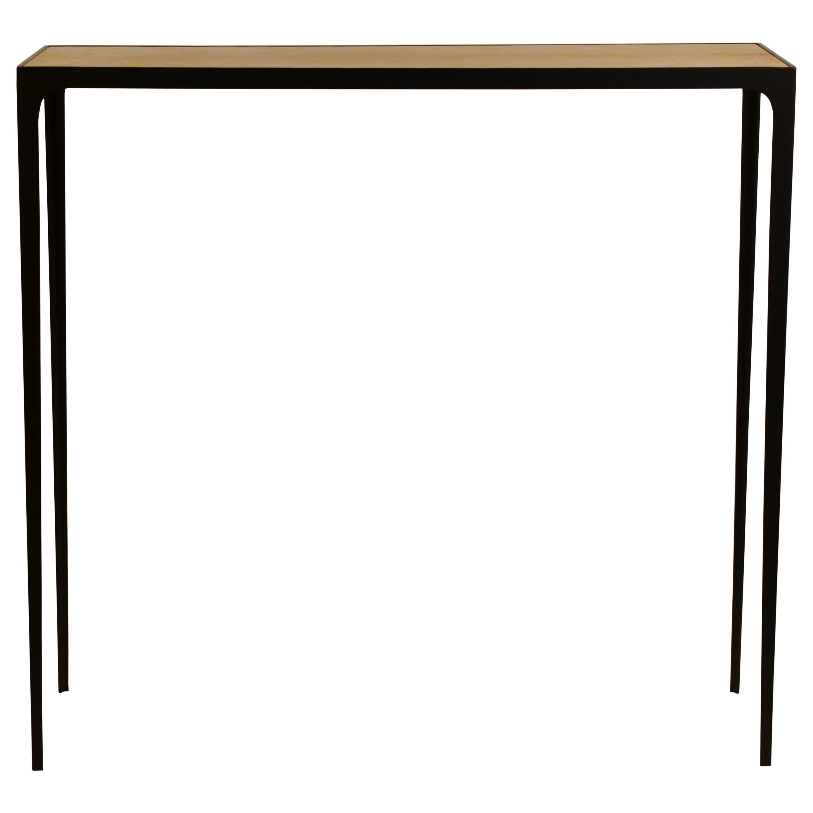 Wide 'Esquisse' Natural Parchment and Wrought Iron Console by Design Frères For Sale