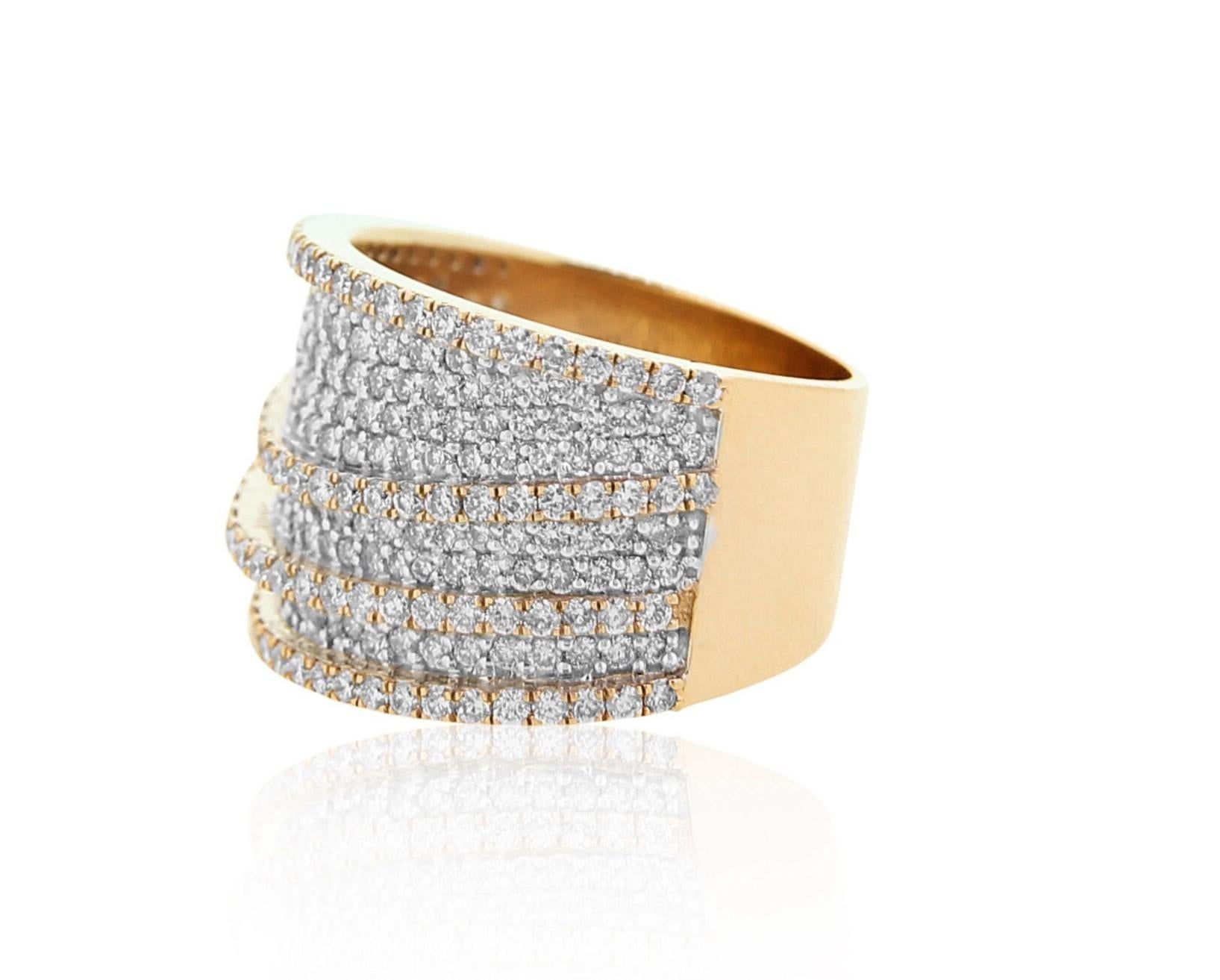 Taille ronde Bague d'éternité d'affirmation en or massif 14 carats (certifiée) en vente