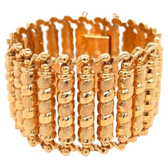 Wide Etruscan Revival Yellow Gold Bracelet