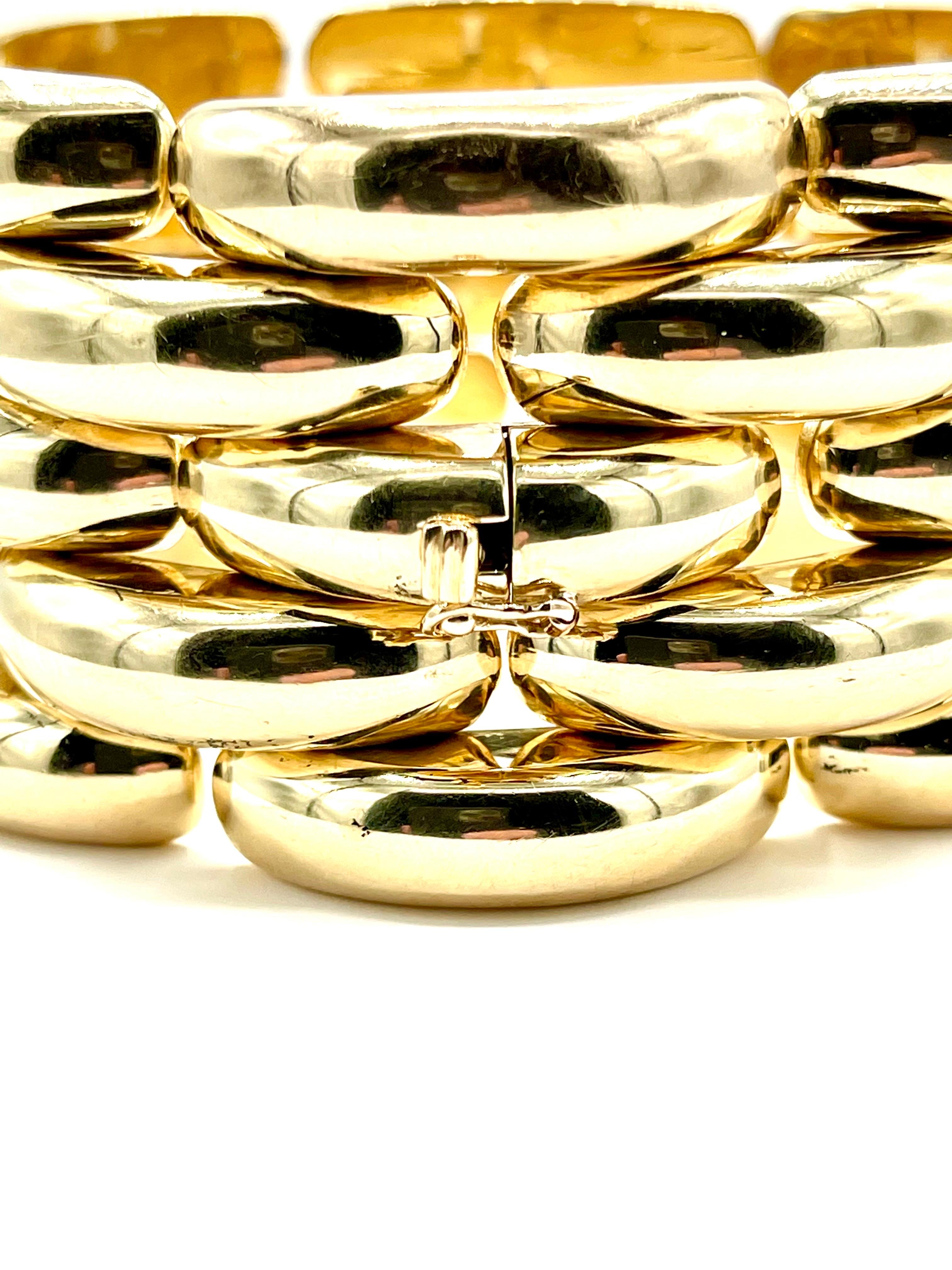 Wide Five Row Link Bracelet in 14K Yellow Gold 2