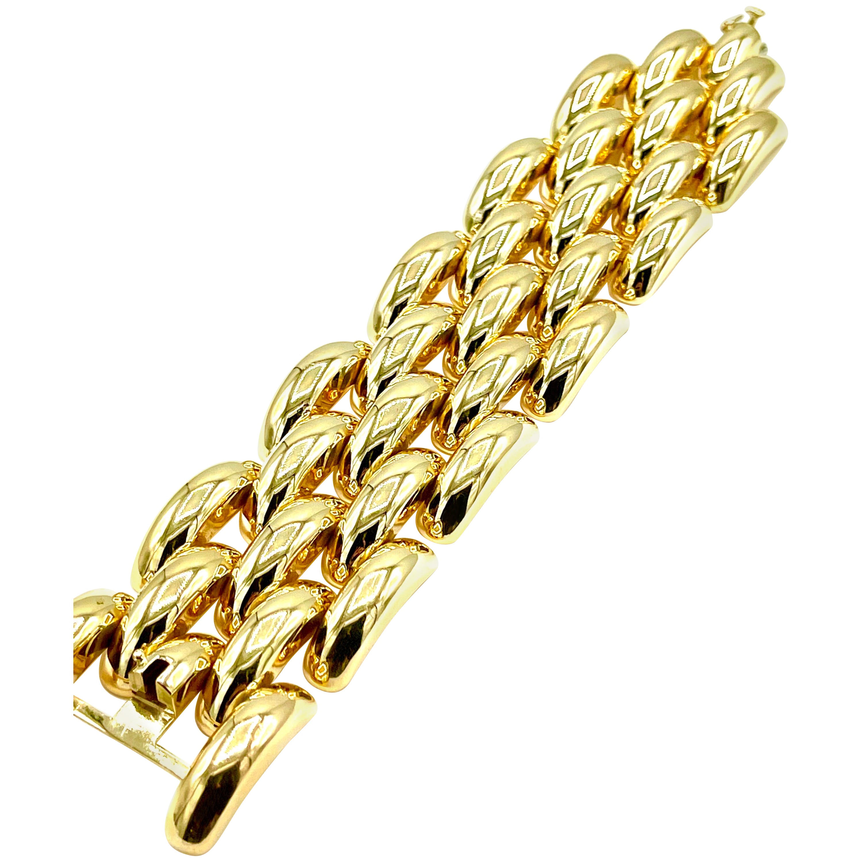 Breites fünfreihiges Gliederarmband aus 14K Gelbgold