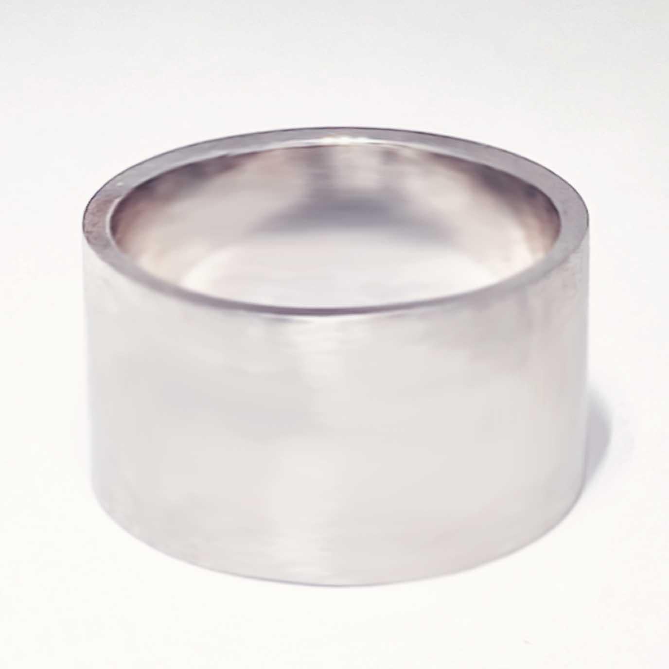 Bold, White Gold Flat, Satin, Cigar Band. This 10 millimeter wide band is a Fashion Cigar Band that can be worn as a men's wedding band or women's fashion band!  It is a perfect ring for those who love a classical style with a modern design! The