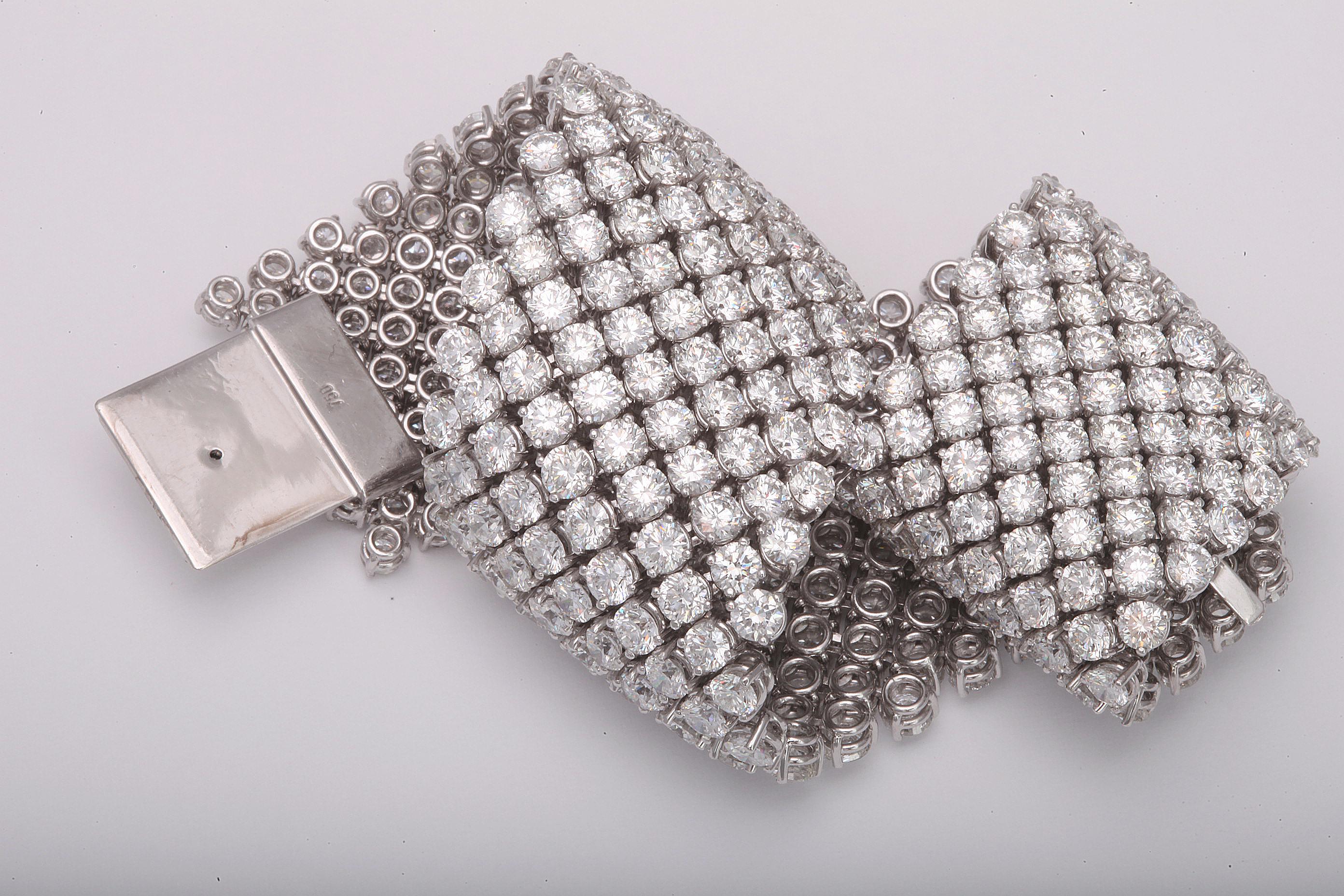 Contemporary Wide Flexible Diamond Bracelet For Sale