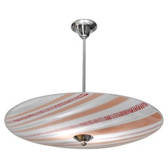 MAXONADE Wide French Art Deco Modernist Pendant Chandelier 1920