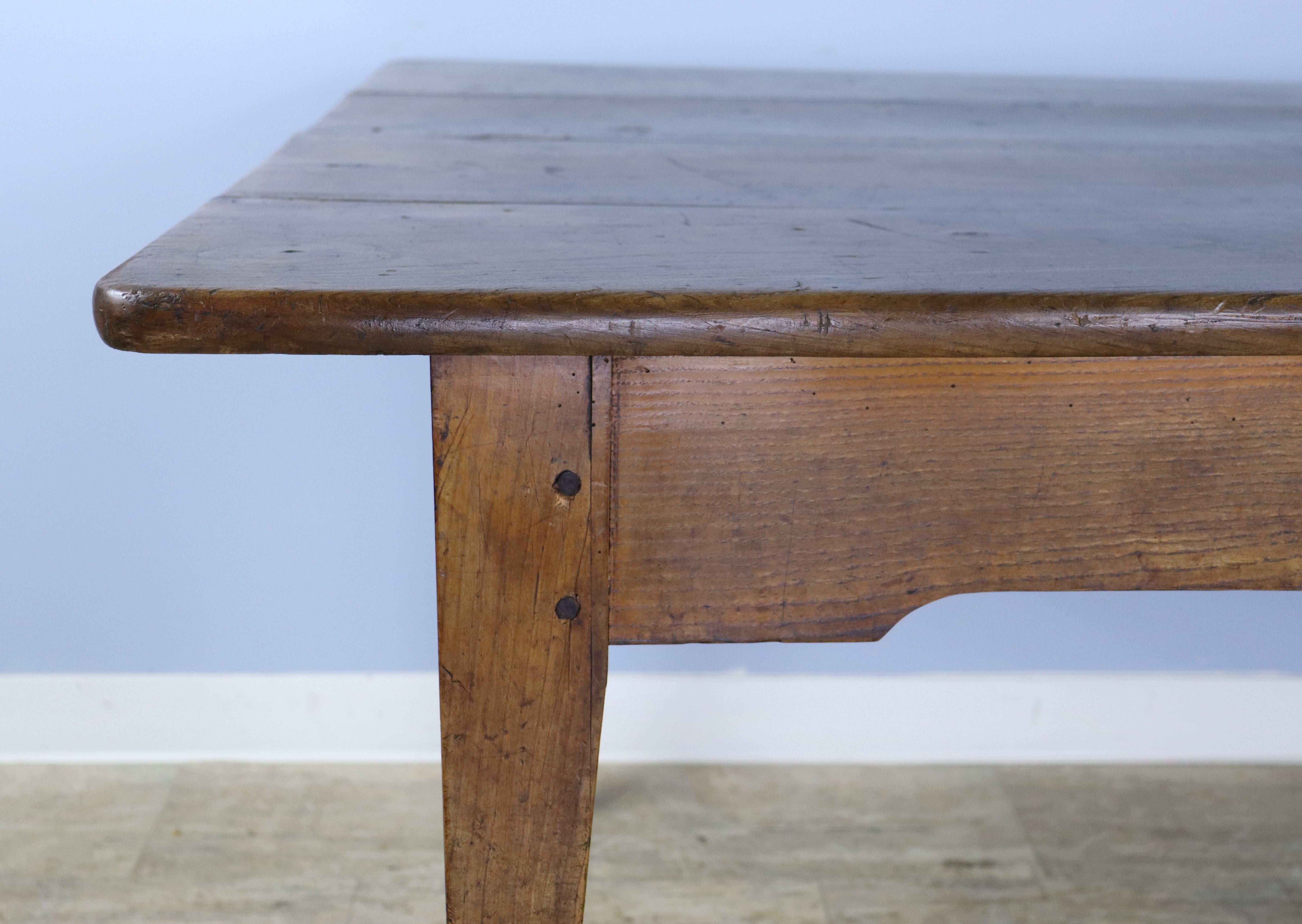 Wide French Cherry Farm Table with Notched Apron For Sale 8