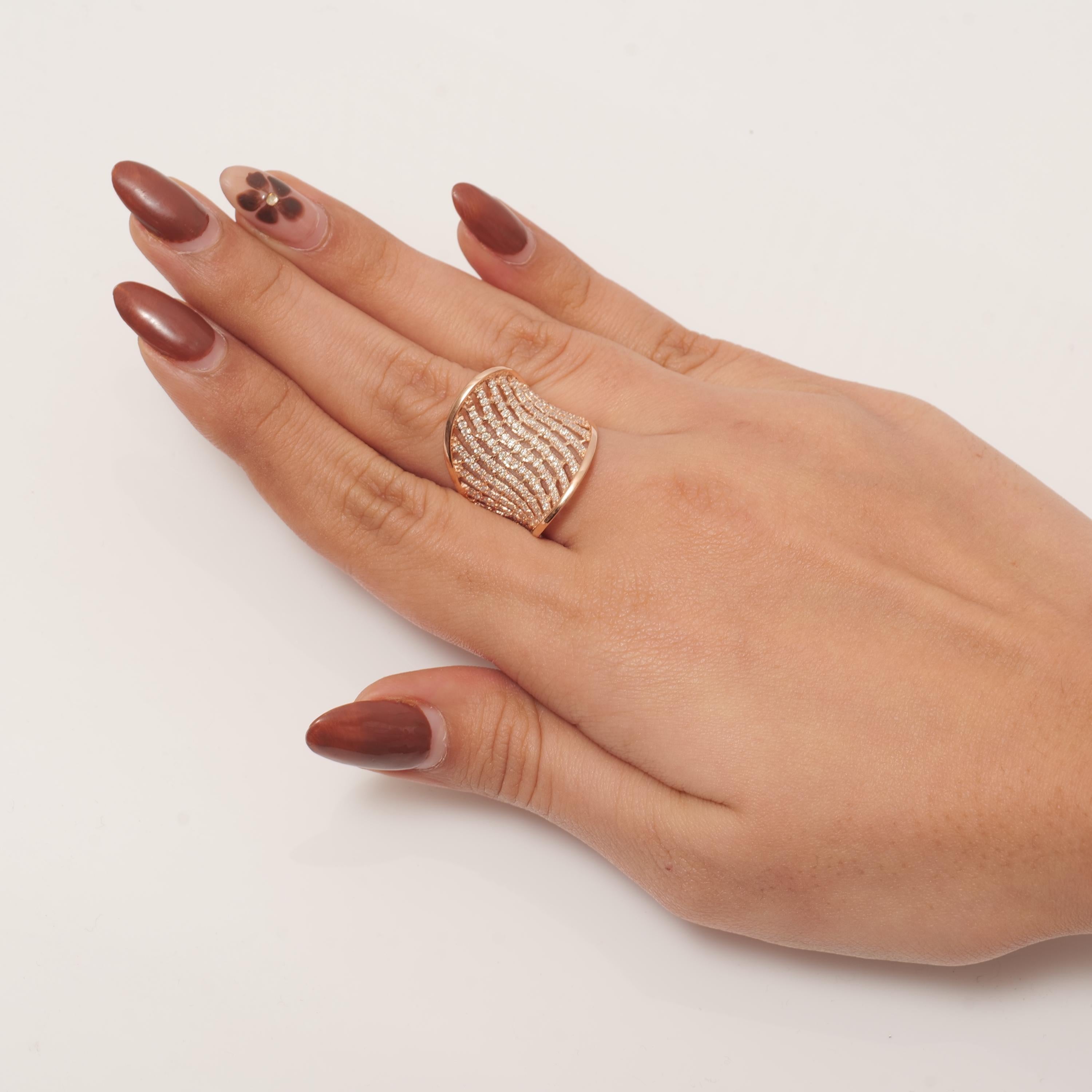 Art Déco Anello con diamante a dito intero in oro massiccio 14K (certificato) in vendita