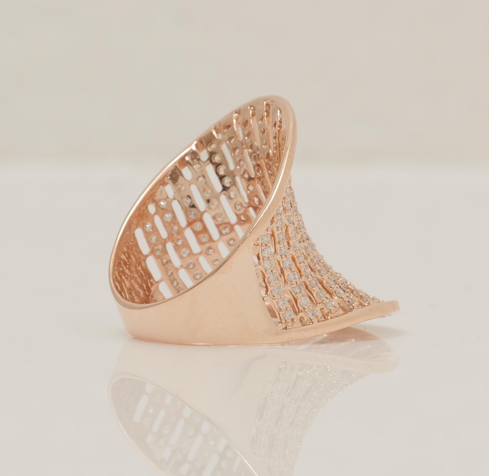 Donna Anello con diamante a dito intero in oro massiccio 14K (certificato) in vendita
