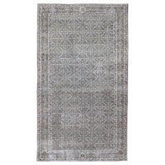 Tappeto Galleria larga persiano Malayer  con design geometrico in color carbone e verde citronio