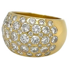 Vintage Wide Gold and Diamond Dome Ring